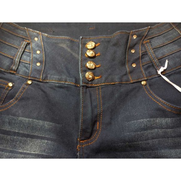 Diva Star Push Up Denim Blue Jeans Capris High Waist Whiskering NWT Size 13 - Picture 9 of 11